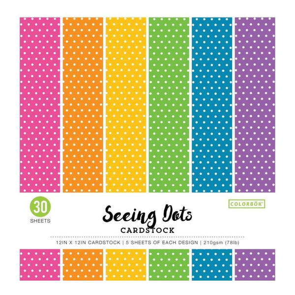 Colorbok 78lb Single-Sided Printed Cardstock 12 inch X12 inch 30 pack Bright Spots
