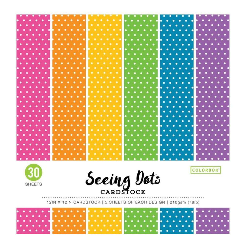 Colorbok 78lb Single-Sided Printed Cardstock 12 inch X12 inch 30 pack Bright Spots