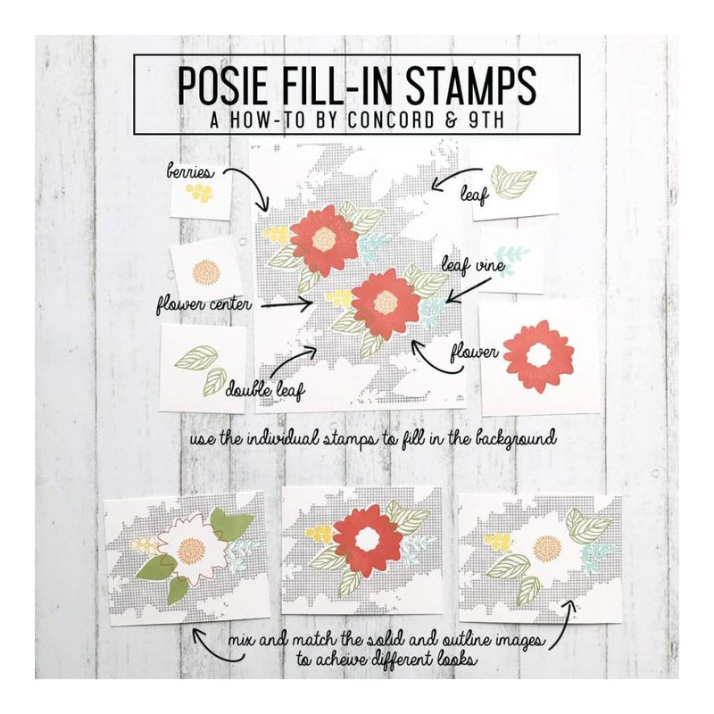 Concord & 9th Clear Stamps 6 inch X8 inch Posie Fill-In*