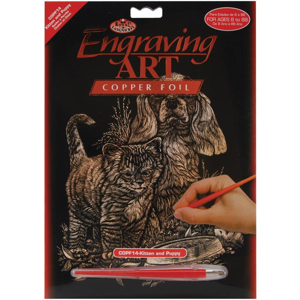 Royal Brush - Copper Foil Engraving Art Kit 8 inch X10 inch - Kitten & Puppy
