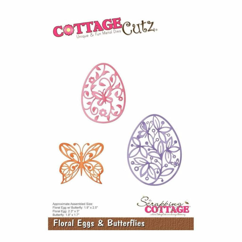 CottageCutz Die - Floral Eggs & Butterflies 1.7 inch To 2.5 inch