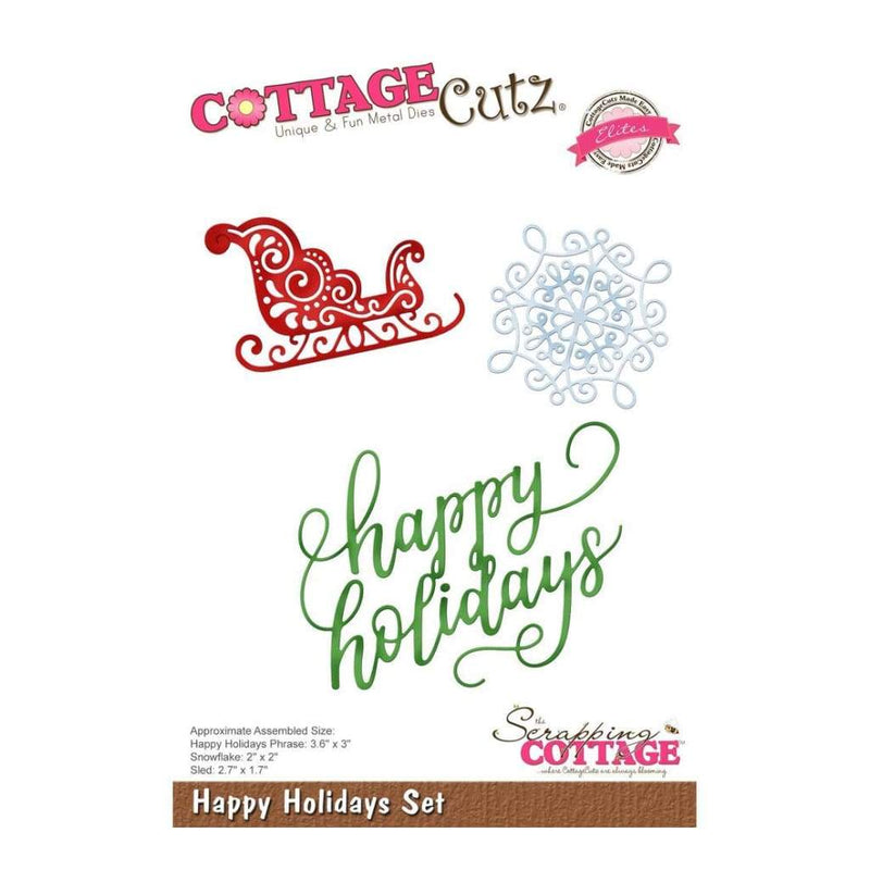 CottageCutz Elites Die - Happy Holidays Set 1.7inch To 3.6inch