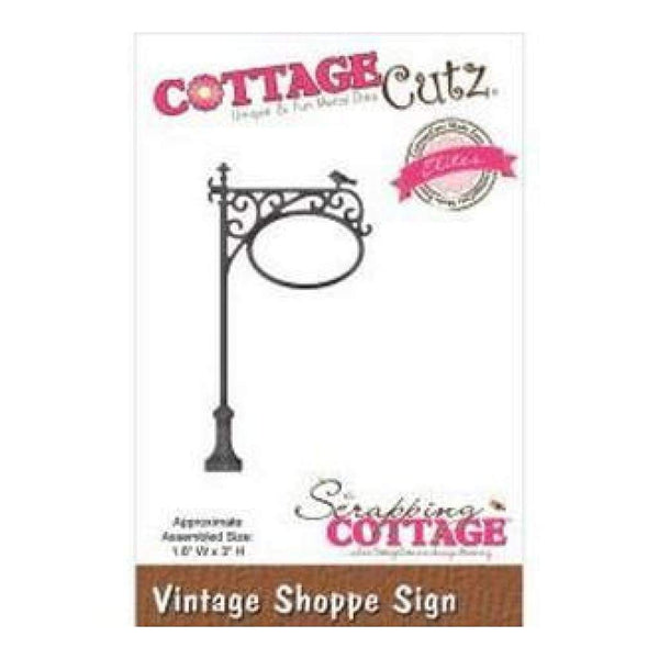 Cottagecutz Elites Die Vintage Shoppe Sign 1.6In. X3in.