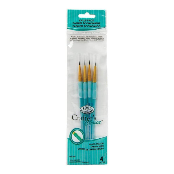 Crafters Choice Black Taklon Round Brush Set 4 pack