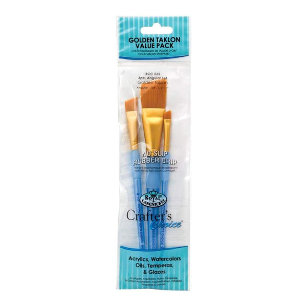 Crafters Choice Gold Taklon Angular Brush Set 3 pack