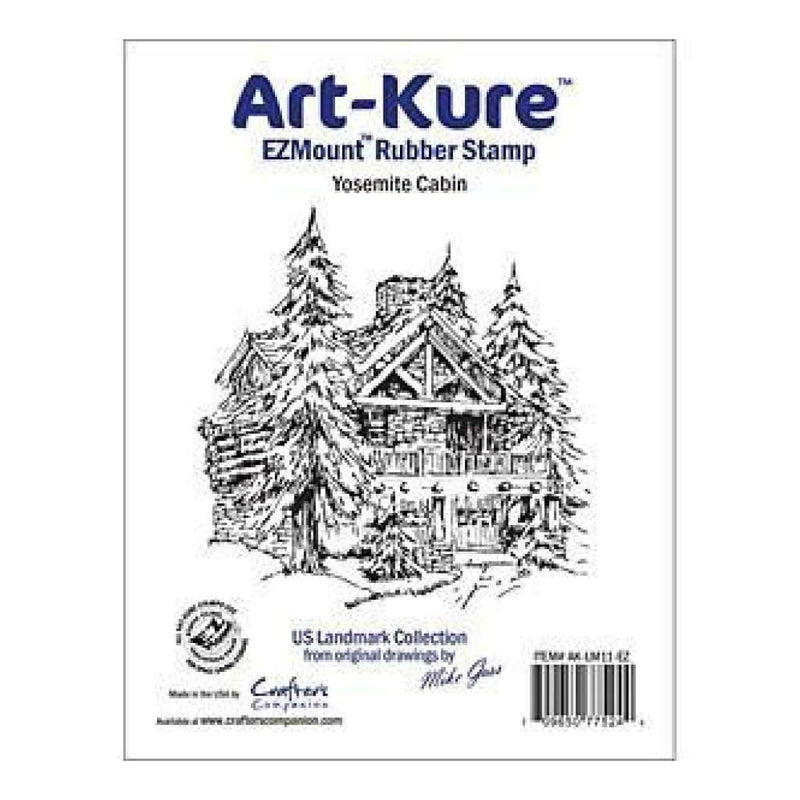 Crafters Companion -  Art Kure - Yosemite Cabin Landmarks Ezmount Stamp 3.75In X 3.75In