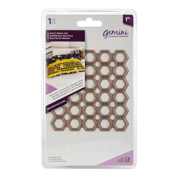 Crafters Companion - Gemini Multi-Media Decorative Panel Die Honeycomb Hexagon Panel 3.9 inch X3.9 inch