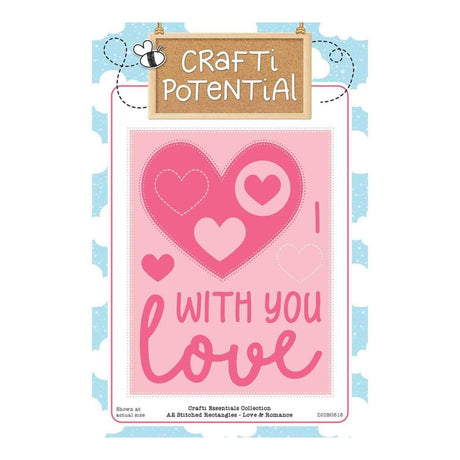 Crafti Potential - A2 Stitched Rectangles - Love & Romance
