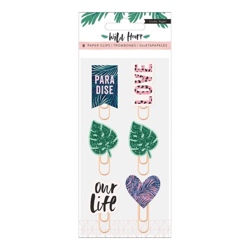 Crate Paper Wild Heart Decorative Clips 6 pack