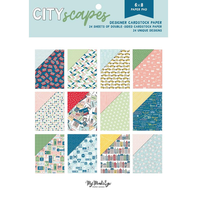 My Minds Eye Double-Sided Paper Pad 6in x 8in 24 pack - Cityscapes, 12 Designs/2 Each
