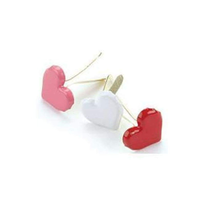 Creative Impressions - Painted Metal Paper Fasteners 50 Pack  Hearts - Red White & Pink