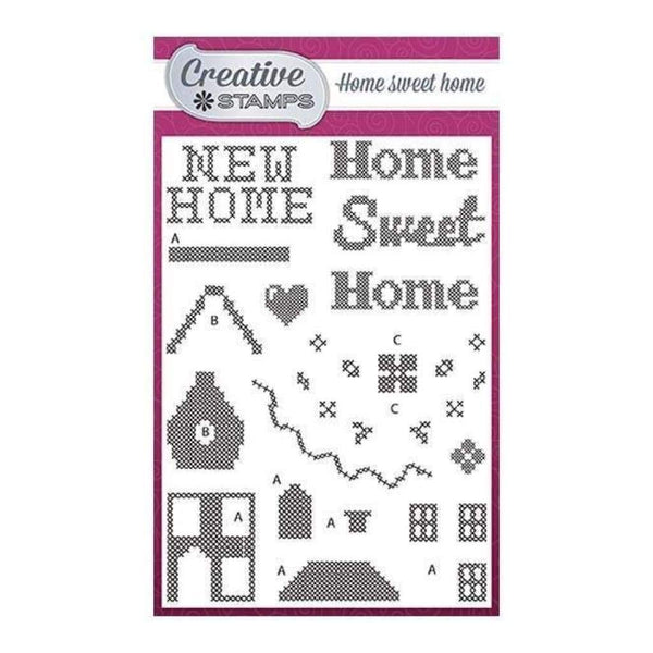 Creative Stamps A6 Stamp Set Home Sweet Home Set of 28 - Cross Stitch Collection