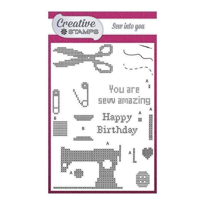 Creative Stamps A6 Stamp Set Sew In To You Set of 20 - Cross Stitch Collection