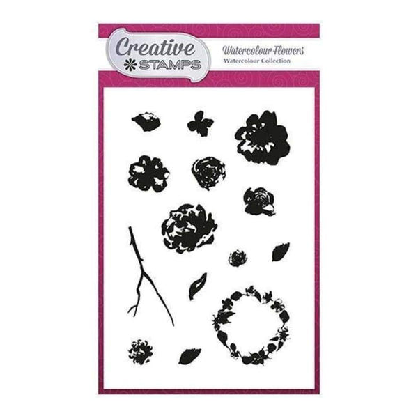 Creative Stamps A6 Stamp Set - Watercolour Flowers - Set of 14