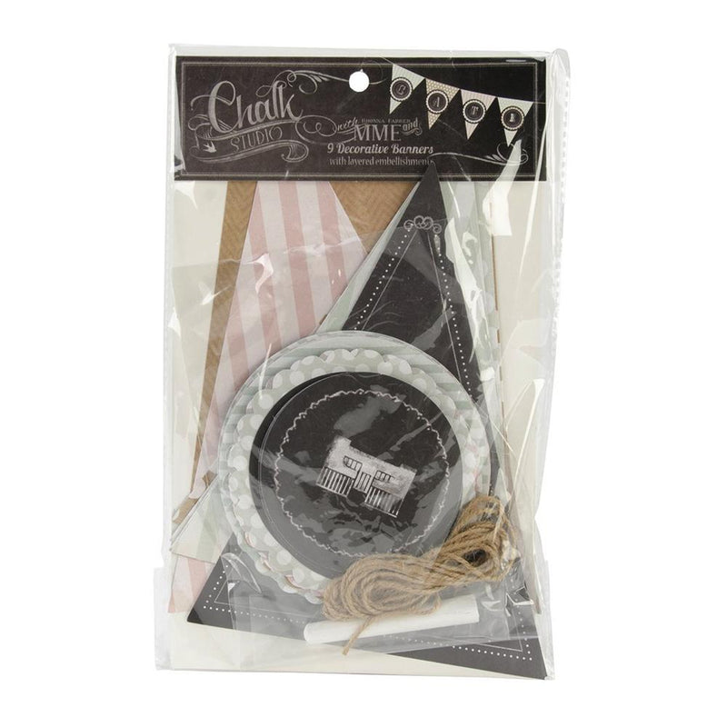 My Minds Eye - Chalk Studio Banner Kit 9 Decorative Pennants with Layered Accents