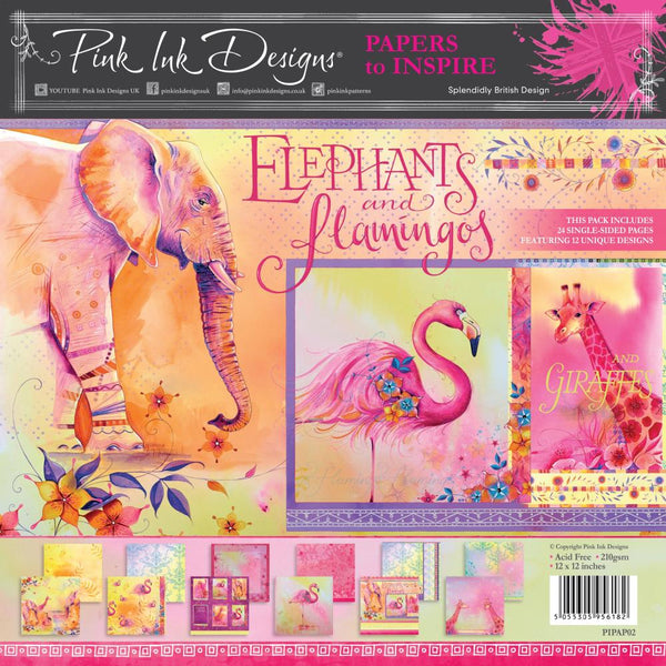 Pink Ink Designs Elephants and Flamingos 12 in x 12 in Paper Pad