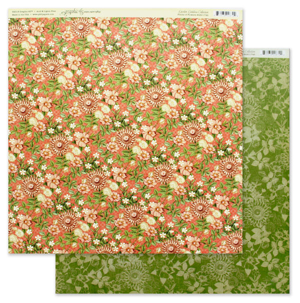 Graphic 45 Garden Goddess collection Double-Sided Cardstock 12inch X12inch - Fields Of Flowers