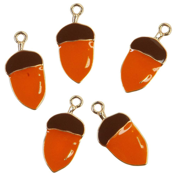 Prima Marketing Pumpkin & Spice Enamel Charms 5 pack  - Acorns*