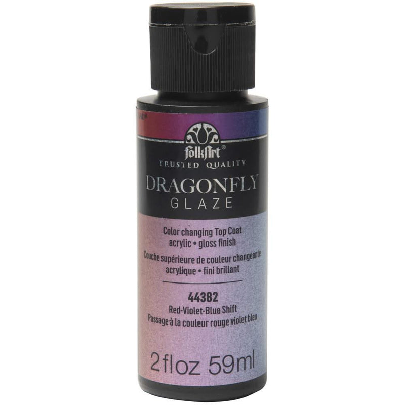 Folkart Dragonfly Glaze Topcoat 2.5oz - Red/Violet/Blue