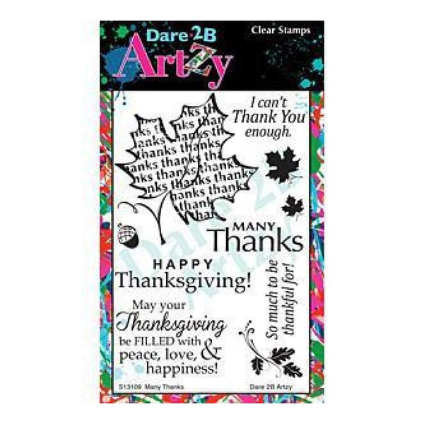 Dare 2B Artzy Clear Stamps 4X6 Sheet Many Thanks