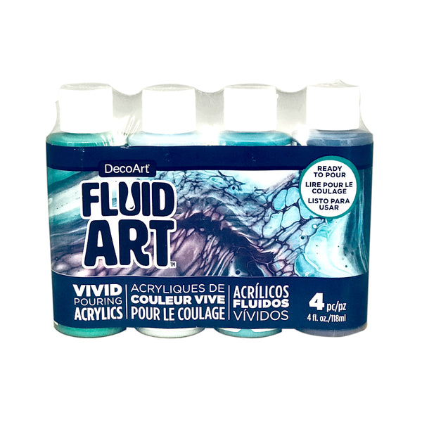Deco Art - FluidArt Paint Pouring Value Pack 4 pack - Lagoon