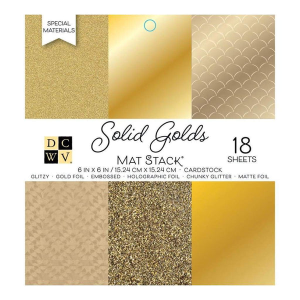 DCWV Cardstock Stack 6 inch X6 inch 18 pack Solid Golds with Specialty Finishes