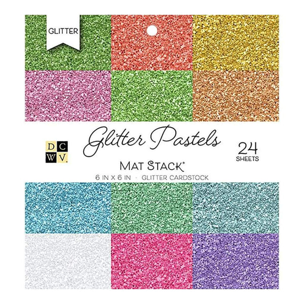 DCWV Cardstock Stack 6 inch X6 inch 24 pack Glitter Pastels Solid