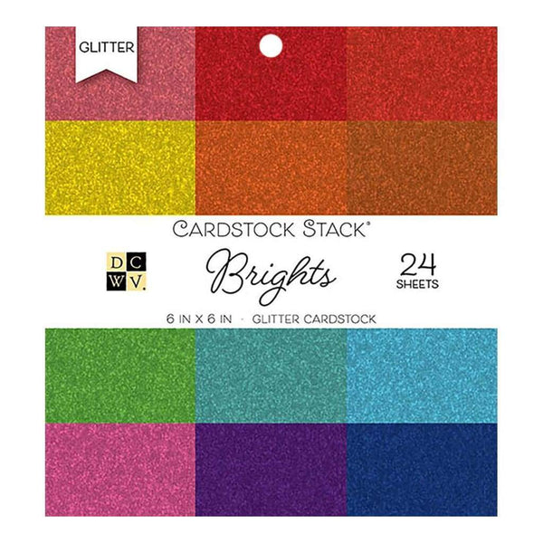 DCWV Single-Sided Cardstock Stack 6X6 24/Pkg Brights Glitter Solid
