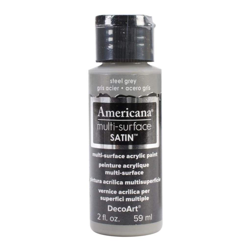 Deco Art - Americana - Multi-Surface Satin Acrylic Paint 2oz - Steel Grey