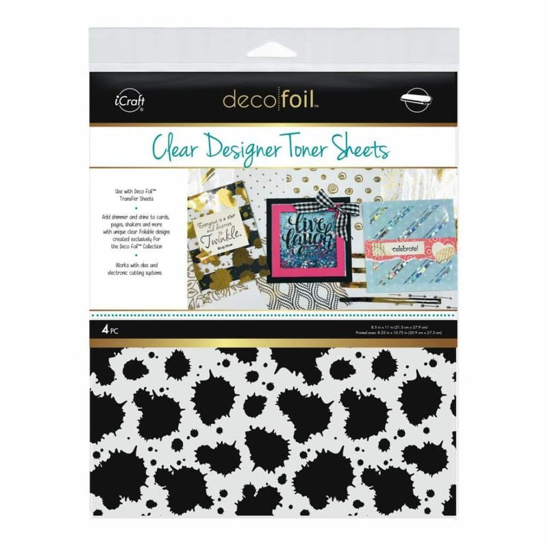Deco Foil Clear Toner Sheets 8.5 inch X11 inch 4 pack - Splatter