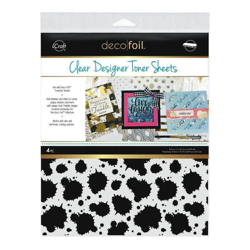 Deco Foil Clear Toner Sheets 8.5 inch X11 inch 4 pack - Splatter
