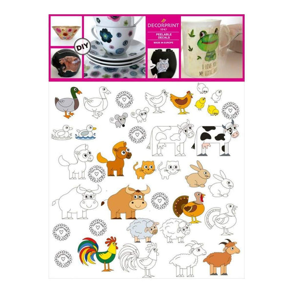 Decorprint Peelable Decals 7.75 inch X7.75 inch Colouring Farm