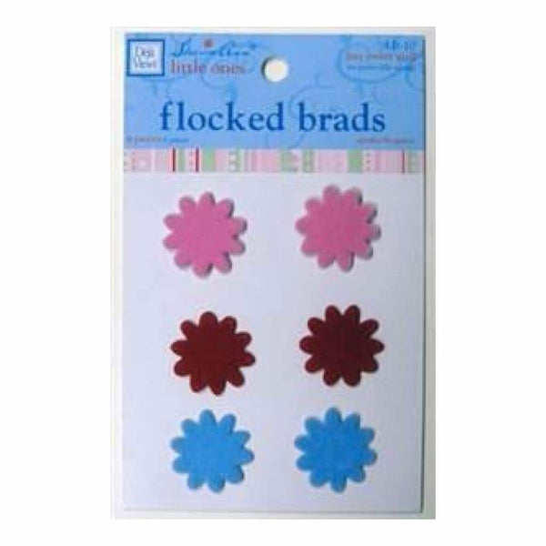 Deja Views - Flocked Brads- Girl Flowers