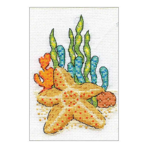 Design Works Stitch & Mat Counted Cross Stitch Kit 3 inch X4.5 inch Starfish (18 Count)