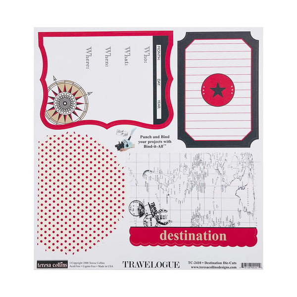 Teresa Collins 12x12 Travelouge Single Sheet Die-Cuts - Destination