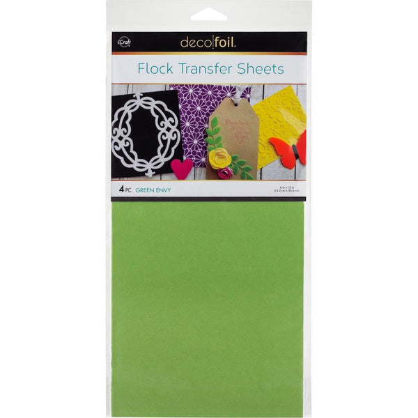 Deco Foil Flock Transfer Sheets 6inch X12inch 4 pack - Green Envy