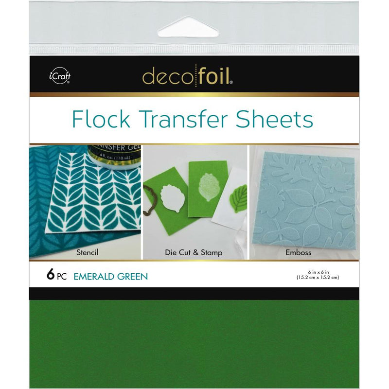 Deco Foil Flock Transfer Sheets 6 inchX6 inch 6 pack - Emerald Green
