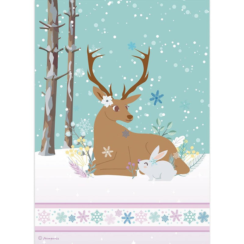 Stamperia Rice Paper Sheet A4 - Reindeer & Rabbit By Johanna Rivero
