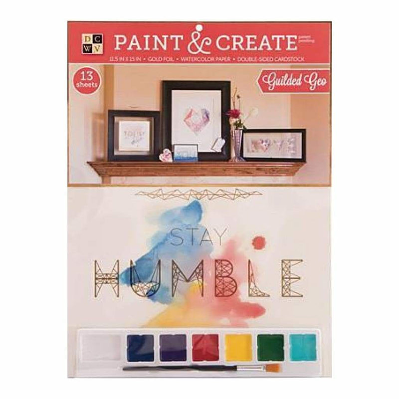 Diecuts With A View - Paint & Create Watercolor Kit 11.5 Inch X15 Inch - Guilded Geo W/Gold Foil