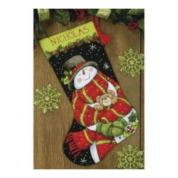 Dimensions Stocking Needlepoint Kit 16 inch Long Snowman & Bear Stitched In Floss