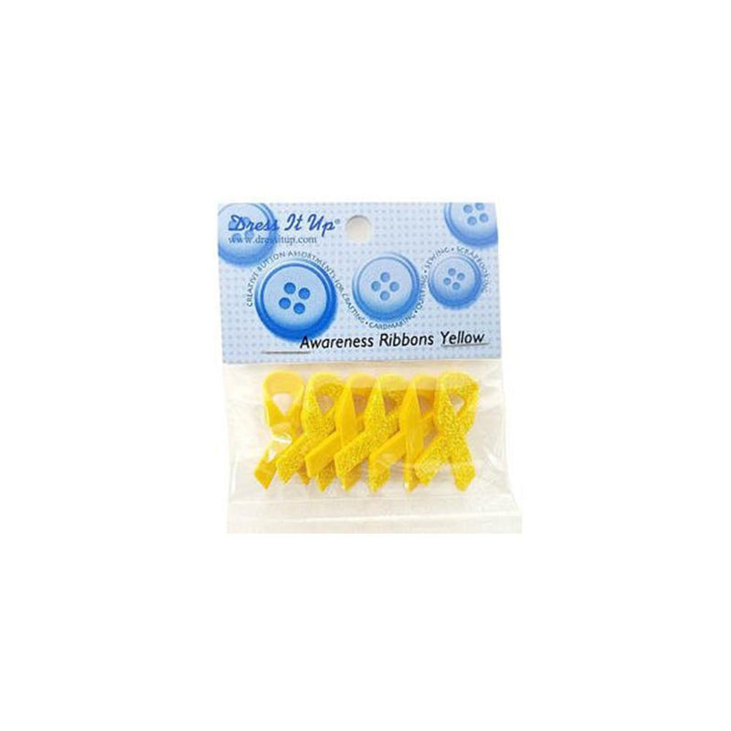 Dress It Up Embellishment Buttons - Awareness Ribbon - Yellow