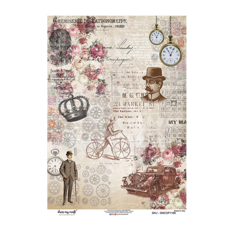 Dress My Craft Decopatch Rice Paper A3 - Cogs In Time