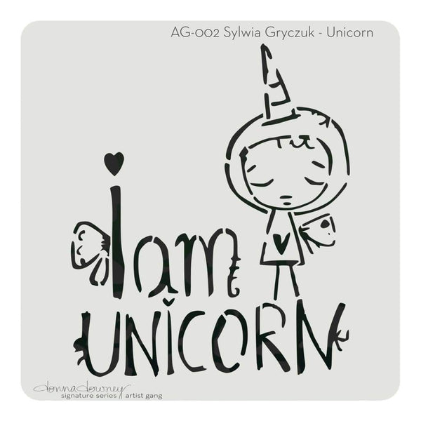 Donna Downey Artist Gang Stencils 8 inch X8 inch - Unicorn