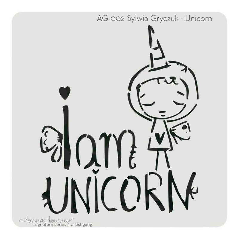 Donna Downey Artist Gang Stencils 8 inch X8 inch - Unicorn