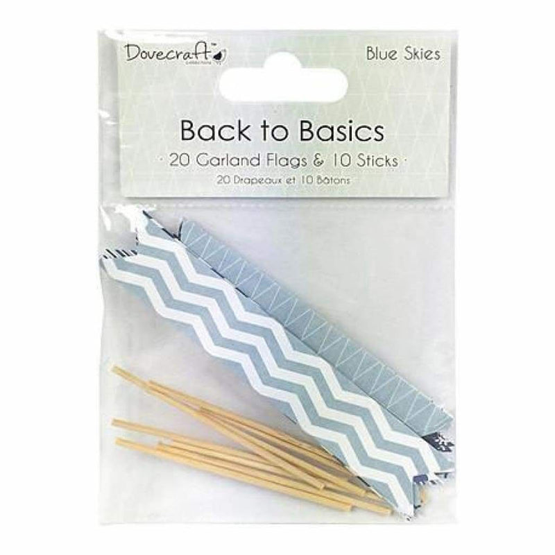 Dovecraft Back To Basics Blue Skies Garland Flags 20 Flags & 10 Sticks