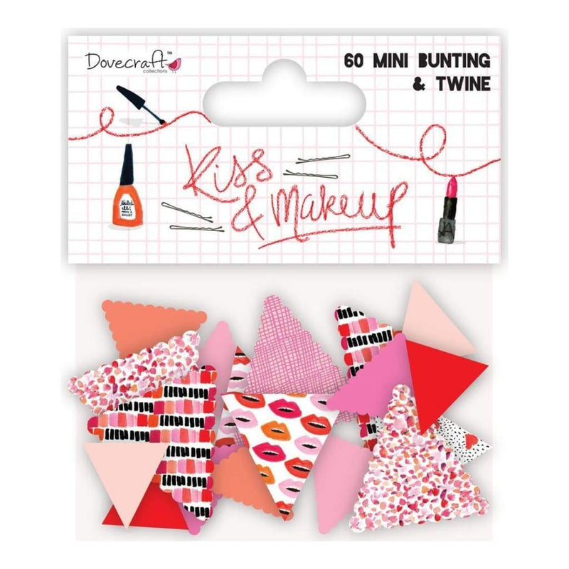 Dovecraft Kiss & Make Up Mini Bunting - 60 Pennants & Twine