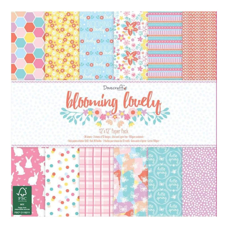 Dovecraft Paper Pad 12X12 inch 36 pages - Blooming Lovely