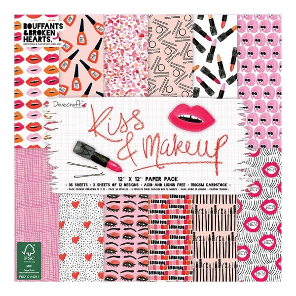 Dovecraft Paper Pad 12X12 inch 36 pages - Kiss & Make Up