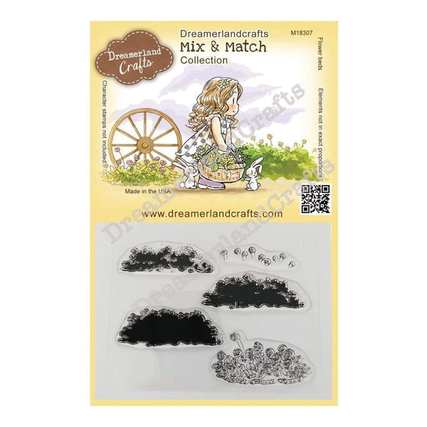 Dreamerland Crafts Mix & Match Clear Stamp Set 4 inch X3 inch - Flower Beds