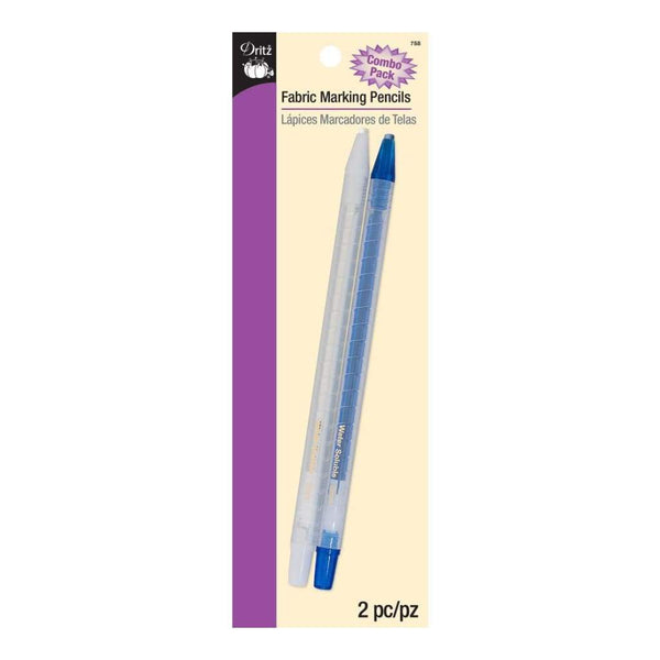 Dritz Retractable Water Soluble Fabric Marking Pencils 2 pack Blue & White